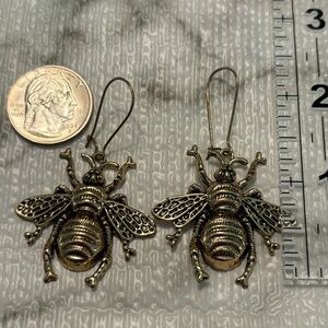 Antique Gold Bee Drop Earrings - Women's Fashion Jewelry